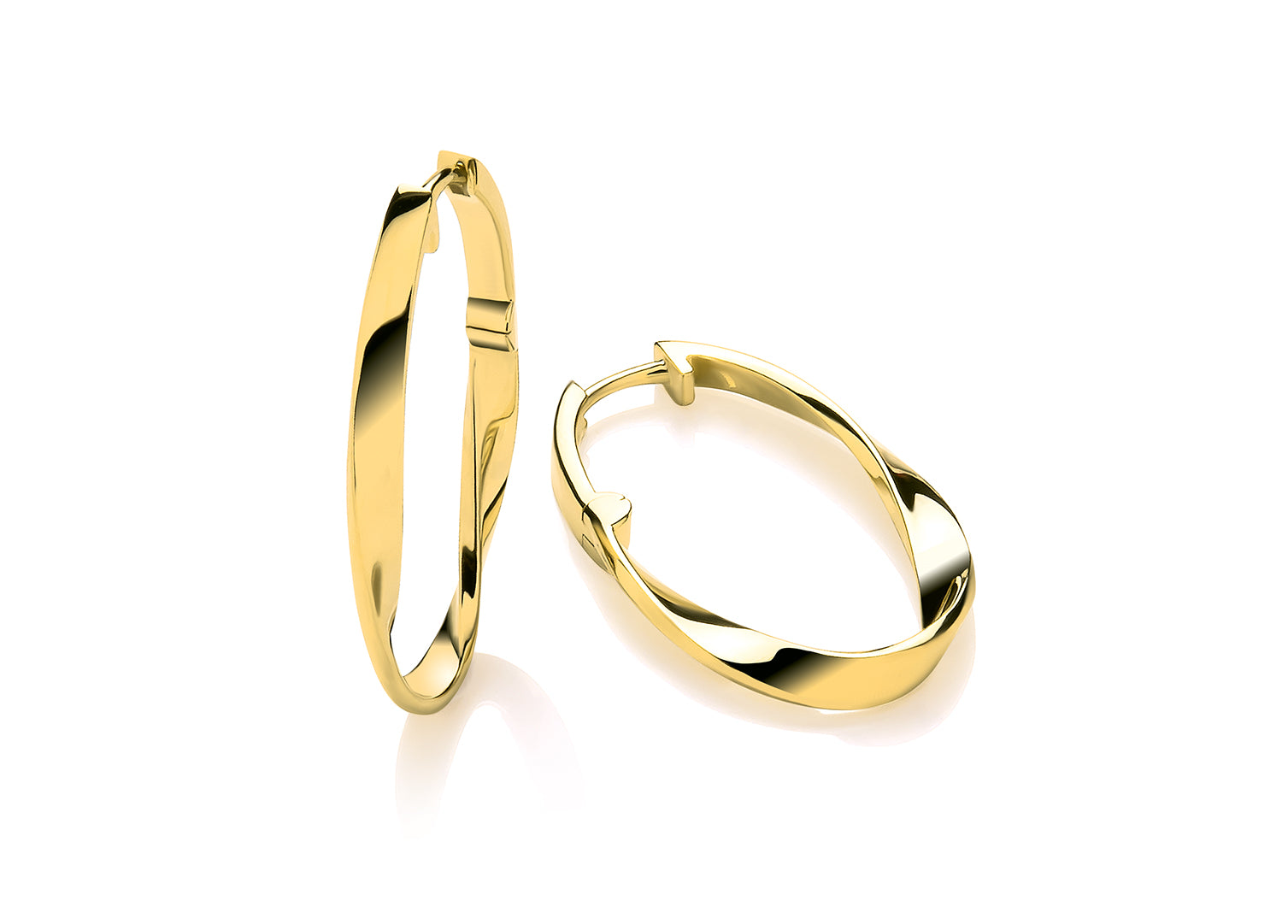 Silver Vermeille Twisted Oval Hoop Earrings