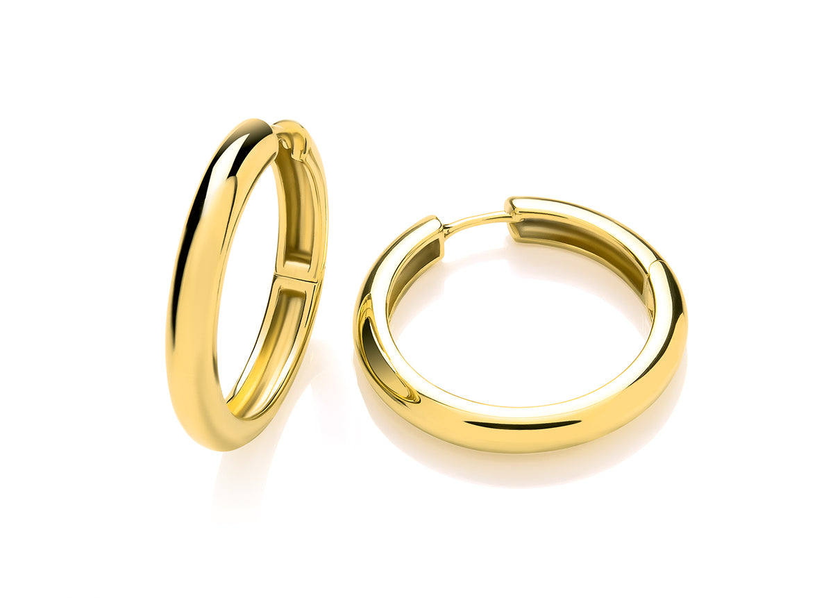 Silver Vermeille Tubular Chunky Hoop Earrings