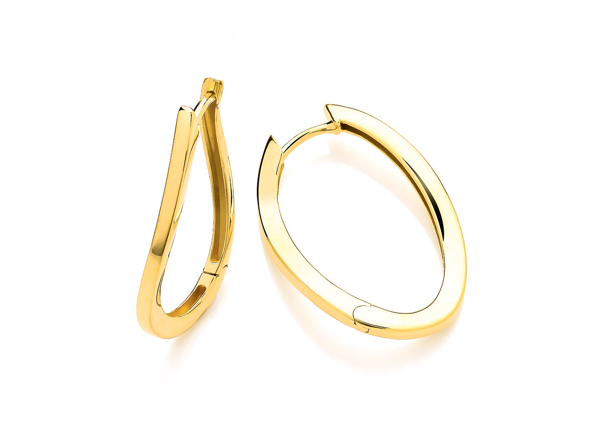 Silver Vermeille Oval Wavy Hoop Earrings