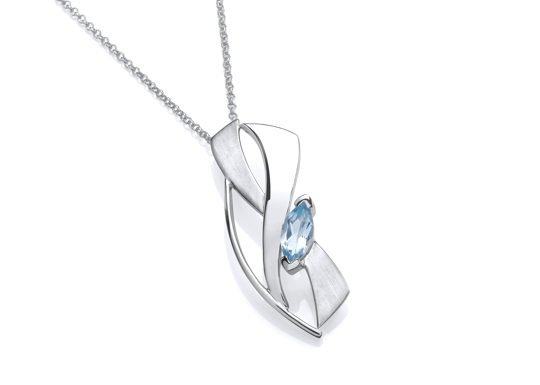Silver Kiss with Blue Topaz Pendant on Chain