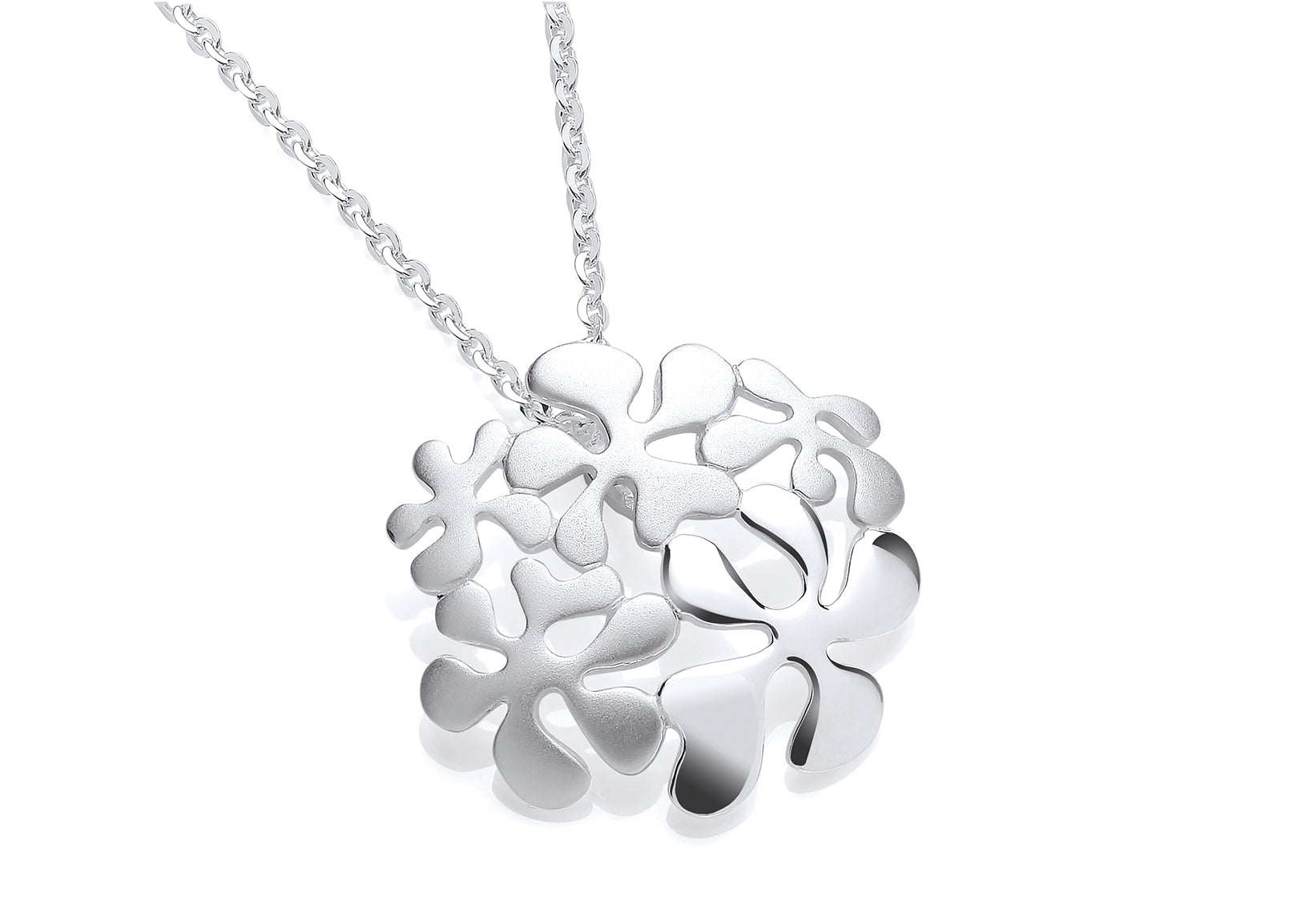 Silver Fancy Flower Pendant on Chain
