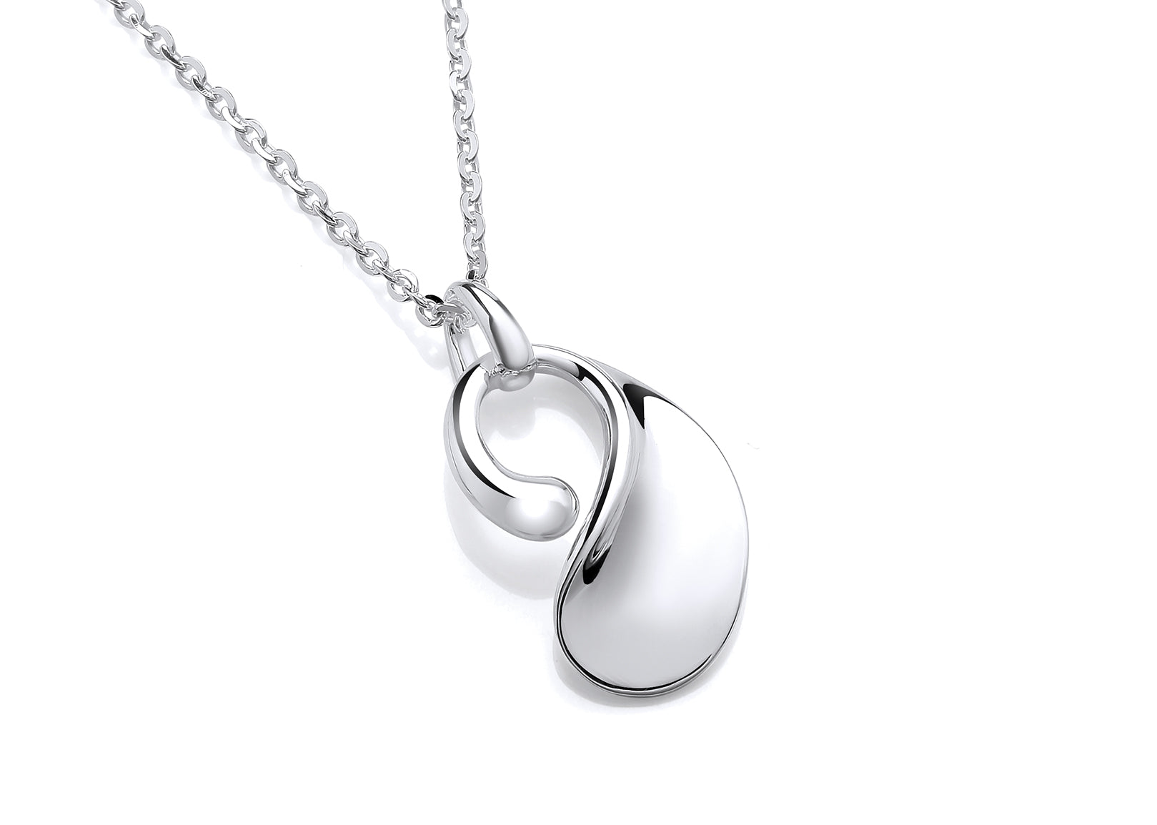 Silver Droplet Paddle Pendant on Chain