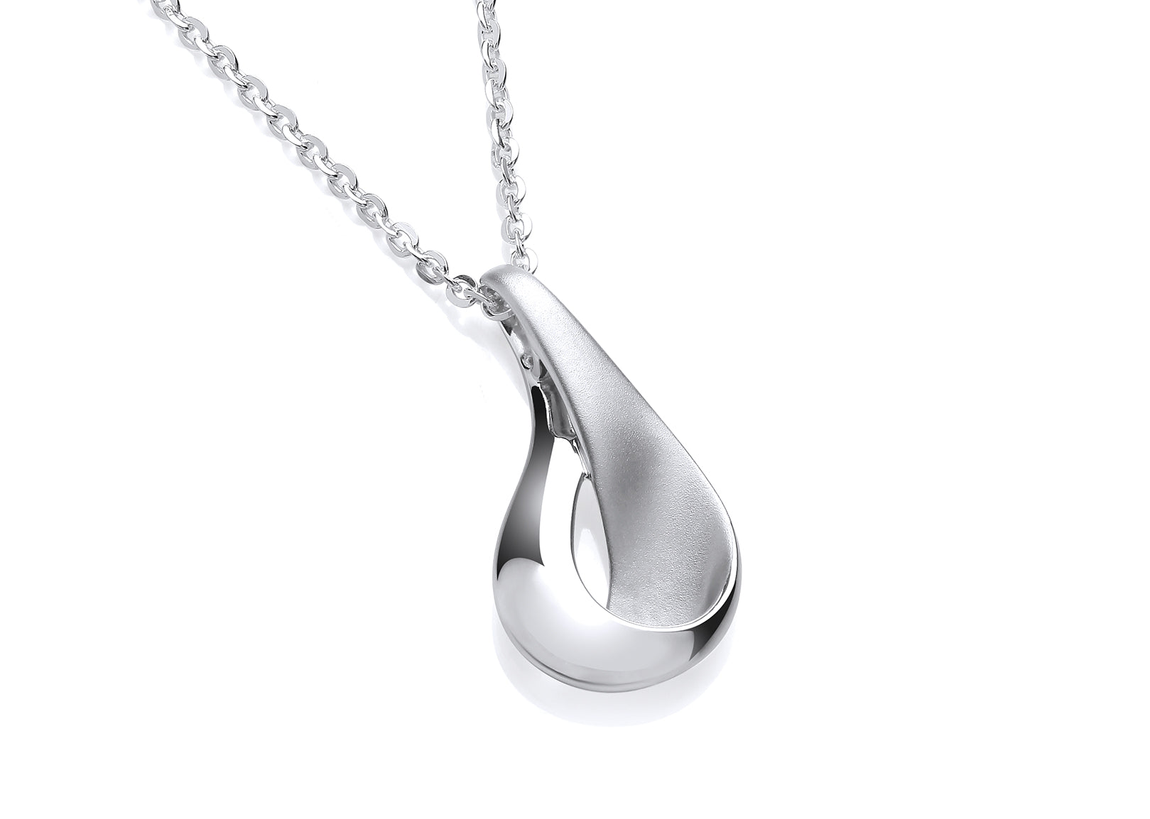 Silver Long Open Teardrop Pendant on Chain